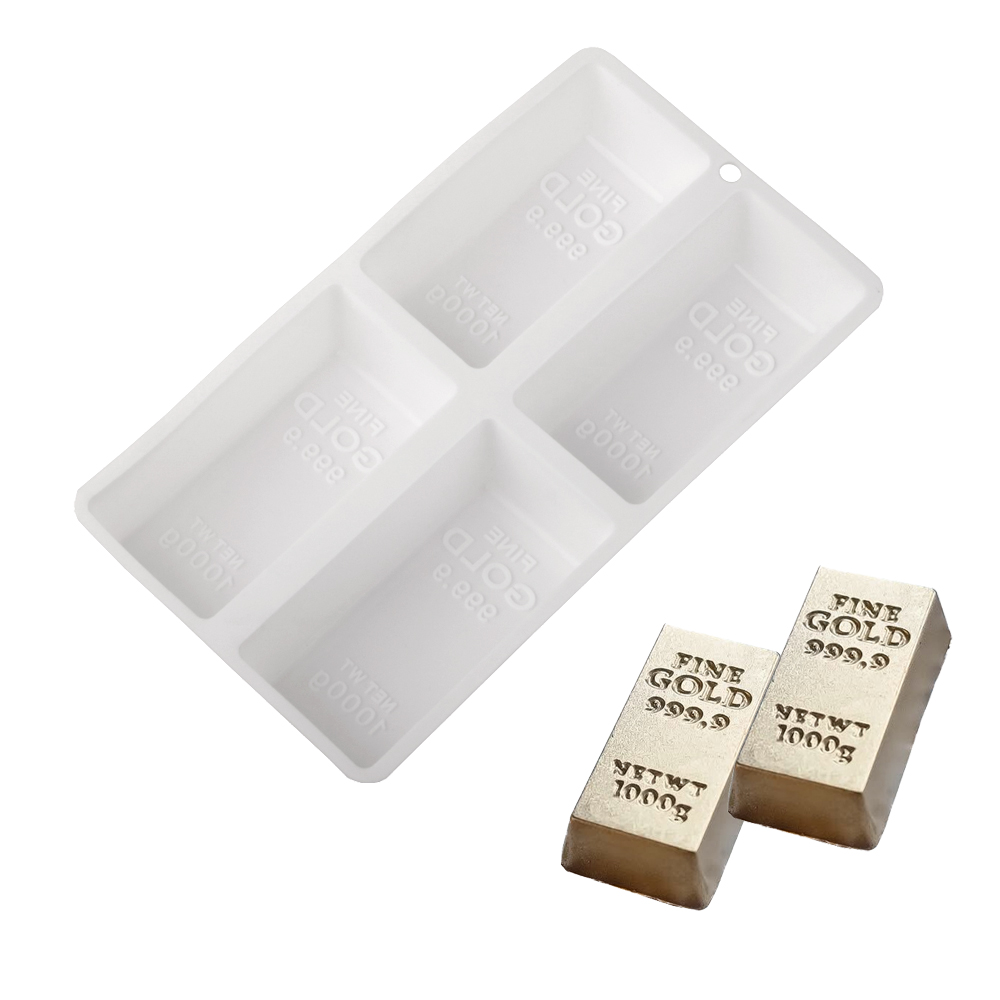 Kitchen Gadgets Gold - 4-Cells Gold Bar Shaped Mousse Cake