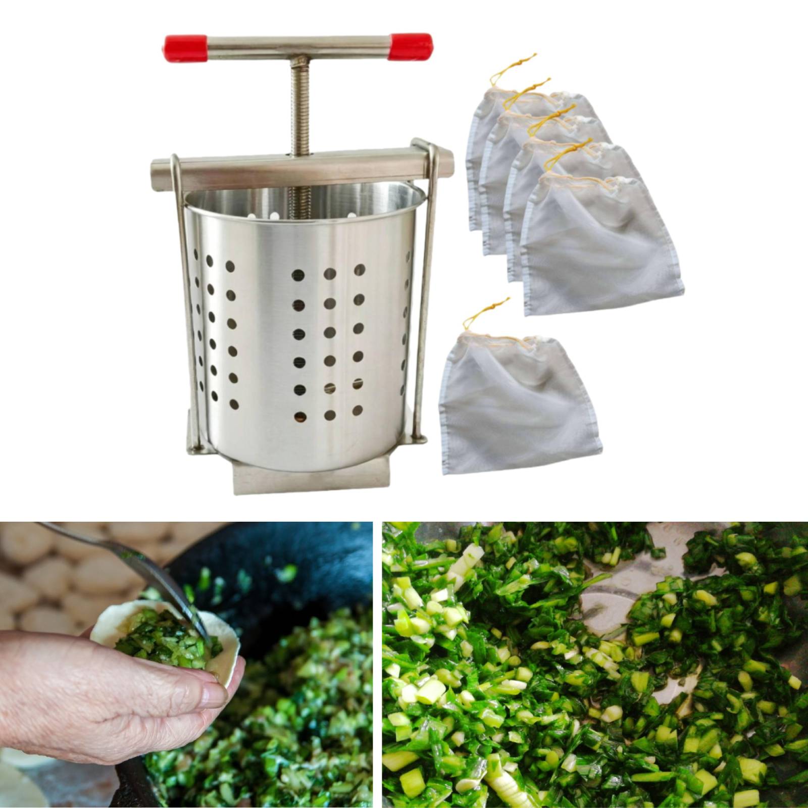 Kitchen Gadgets Dumpling Maker - Stainless Steel Manual Juicer Household Fruit