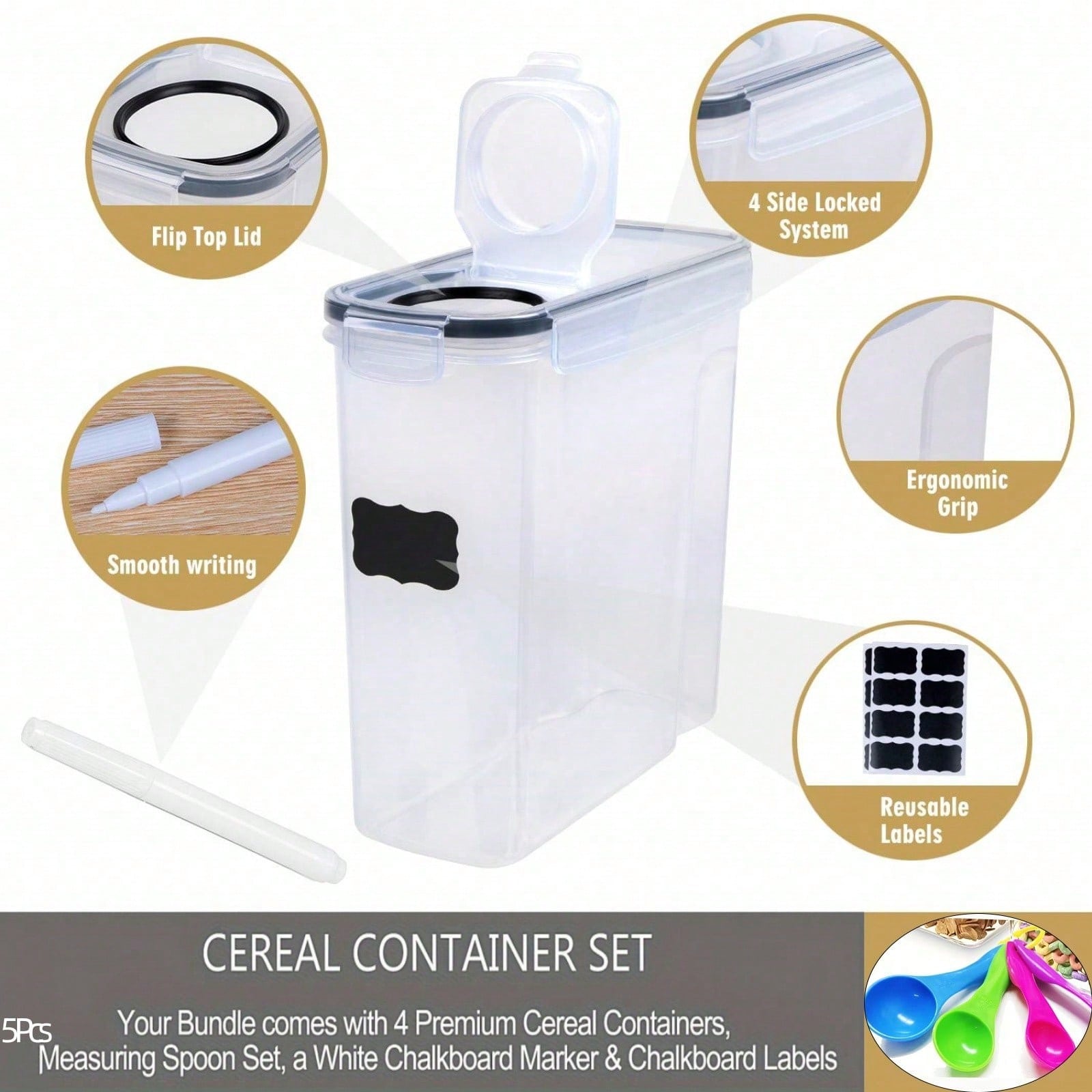 4 Pack Airtight Cereal & Dry F - Kitchen Gadgets Organizer ulasan dan harga