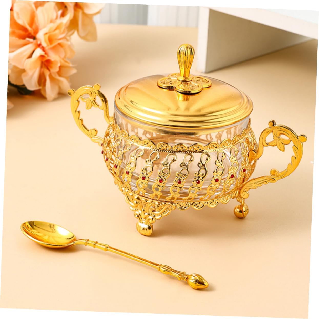 Sugar Bowl with Lid and Spoon  - Kitchen Gadgets Gold ulasan dan harga
