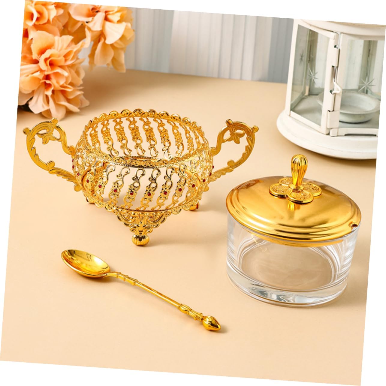 Sugar Bowl with Lid and Spoon  - Kitchen Gadgets Gold ulasan dan harga