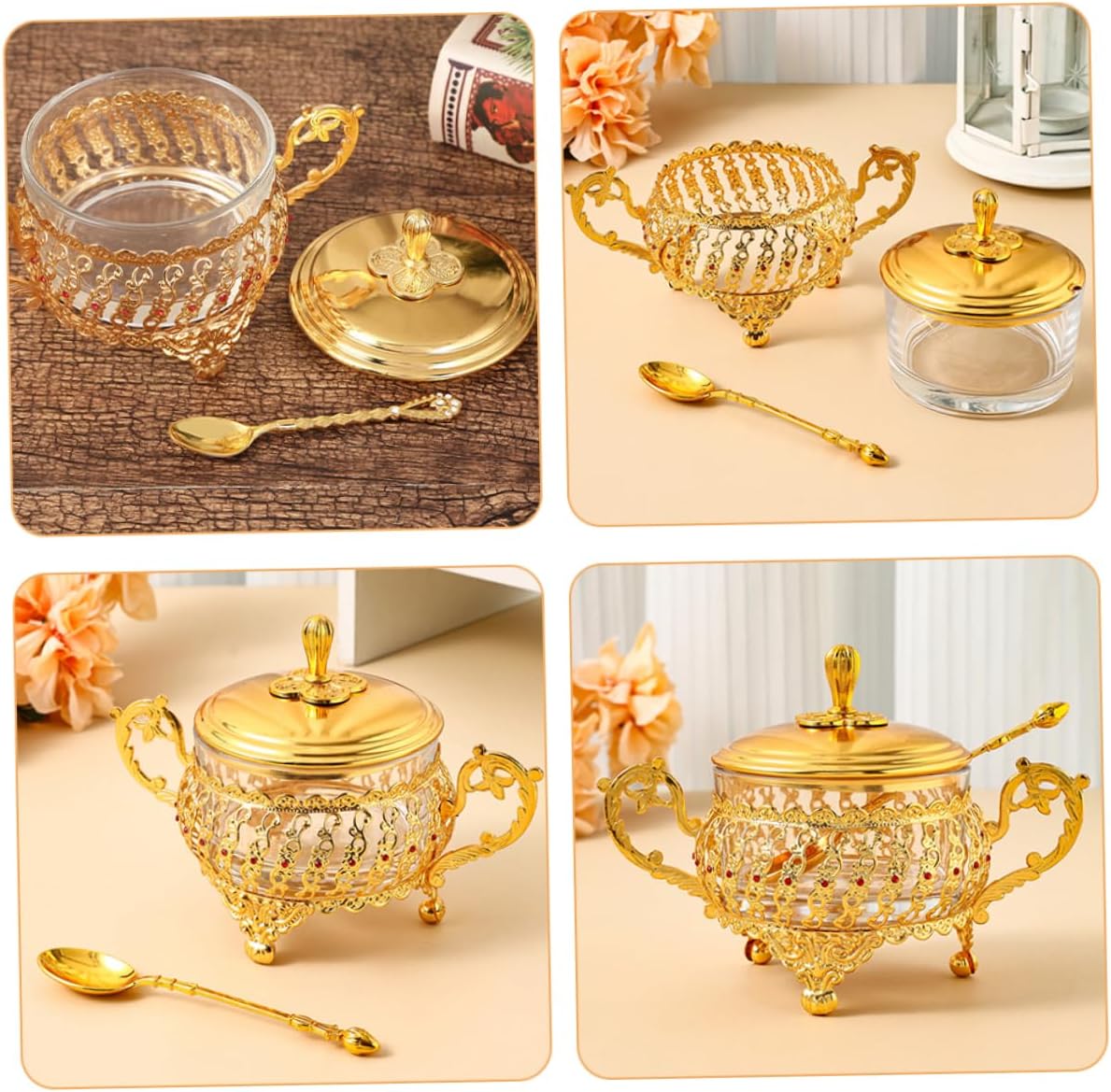 Sugar Bowl with Lid and Spoon  - Kitchen Gadgets Gold ulasan dan harga
